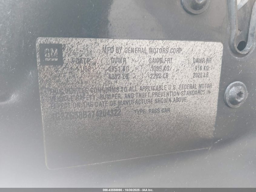 2007 Pontiac G6 VIN: 1G2ZG58B374204322 Lot: 43550066