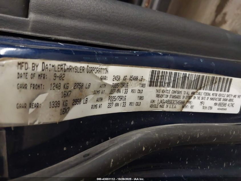 2003 Jeep Grand Cherokee Laredo VIN: 1J4GW48S63C545000 Lot: 43551112