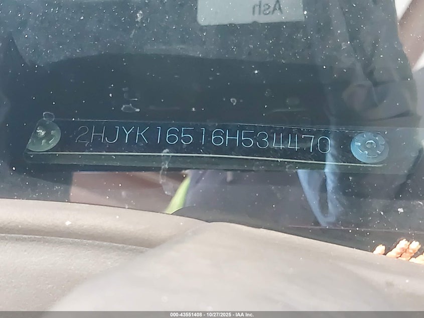 2006 Honda Ridgeline Rtl VIN: 2HJYK16516H534470 Lot: 43551408