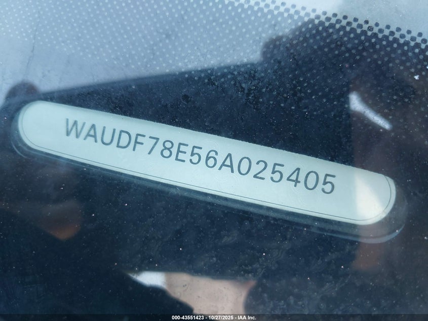 2006 Audi A4 2.0T VIN: WAUDF78E56A025405 Lot: 43551423