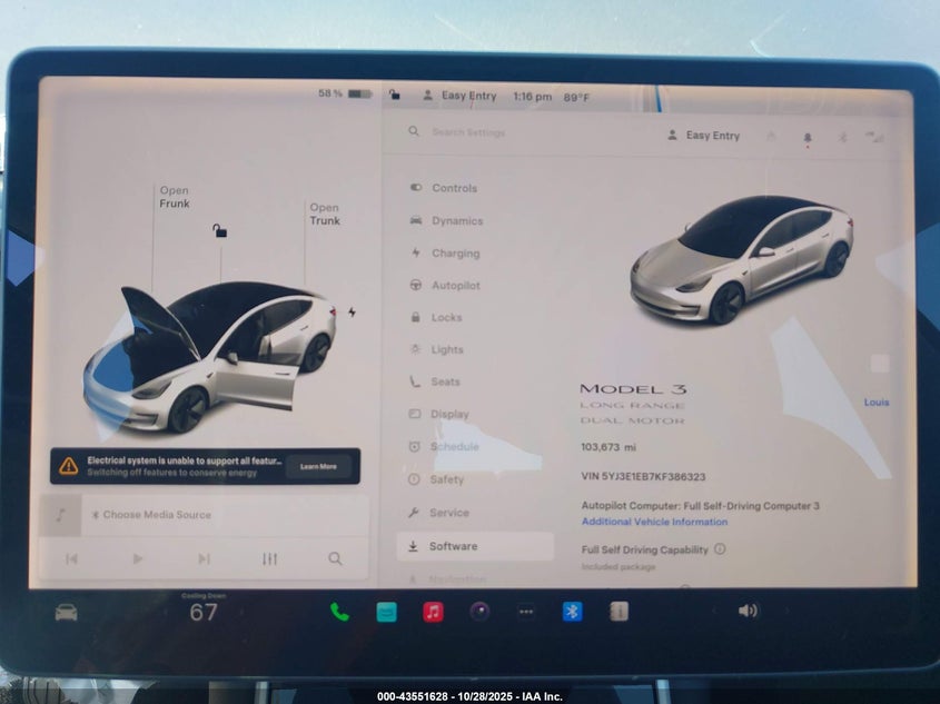 2019 Tesla Model 3 Long Range/Performance VIN: 5YJ3E1EB7KF386323 Lot: 43551628