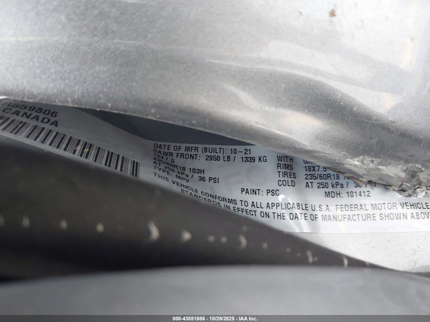 2021 Chrysler Pacifica Touring L VIN: 2C4RC1BG6MR559806 Lot: 43551886