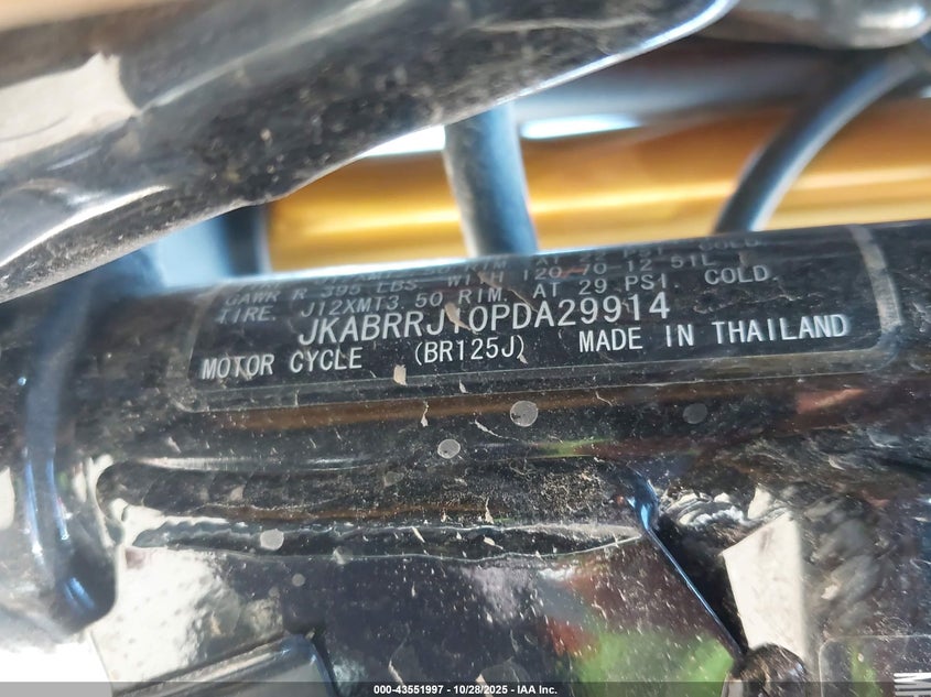 2023 Kawasaki Br125 J VIN: JKABRRJ10PDA29914 Lot: 43551997