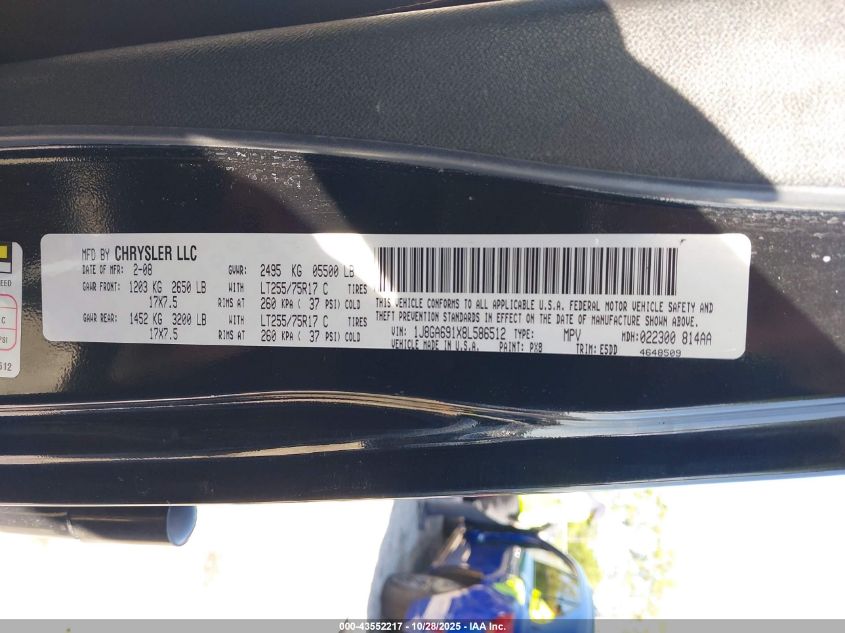 2008 Jeep Wrangler Unlimited Rubicon VIN: 1J8GA691X8L586512 Lot: 43552217