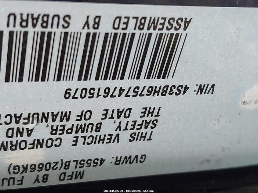 2004 Subaru Outback VIN: 4S3BH675747615079 Lot: 43552709