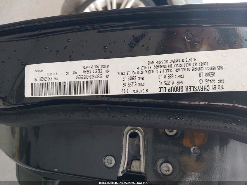 2011 Chrysler 300C VIN: 2C3CA6CT4BH559654 Lot: 43553045