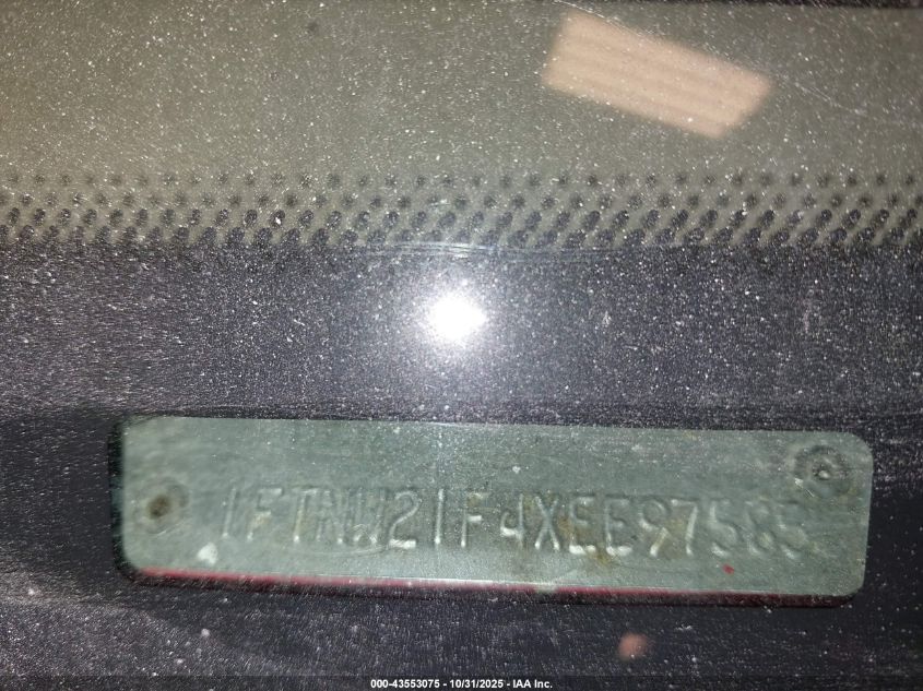 1999 Ford F-250 Lariat/Xl/Xlt VIN: 1FTNW21F4XEE97585 Lot: 43553075