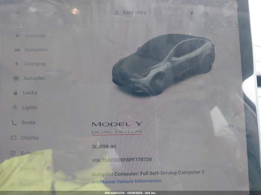 2023 Tesla Model Y Performance Dual Motor All-Wheel Drive VIN: 7SAYGDEF8PF778726 Lot: 43553233