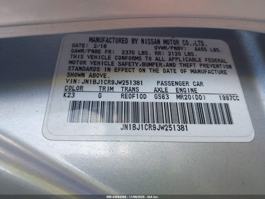 2018 Nissan Rogue Sport S VIN: JN1BJ1CR9JW251381 Lot: 43554358