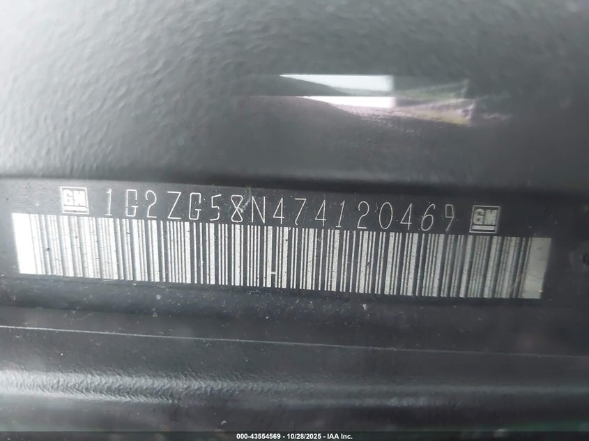 2007 Pontiac G6 VIN: 1G2ZG58N474120469 Lot: 43554569