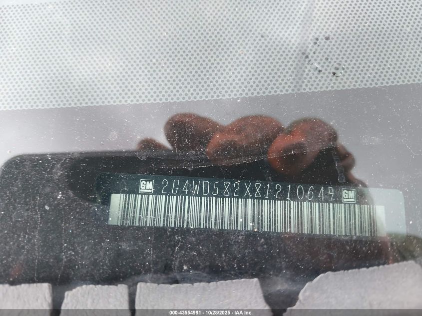 2008 Buick Lacrosse Cxl VIN: 2G4WD582X81210649 Lot: 43554991