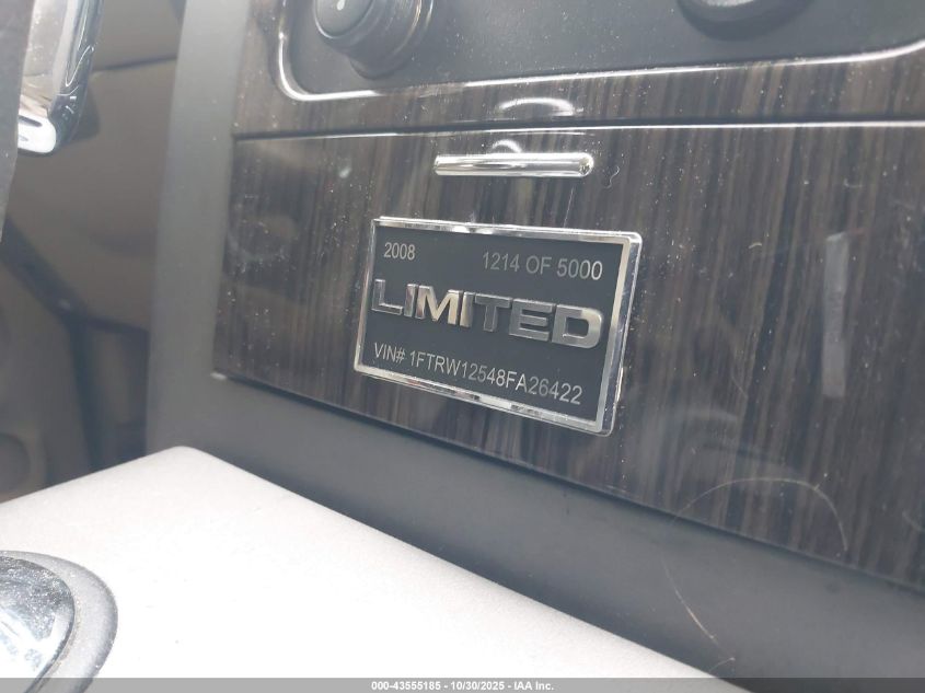 2008 Ford F-150 Limited VIN: 1FTRW12548FA26422 Lot: 43555185