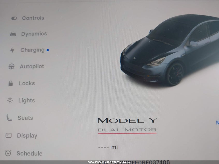 2024 Tesla Model Y Performance Dual Motor All-Wheel Drive VIN: 7SAYGDEF0RF037408 Lot: 43555411