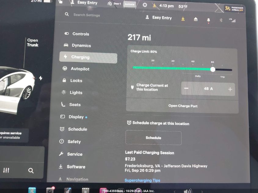 2020 Tesla Model 3 Long Range VIN: 5YJ3E1EB5LF791596 Lot: 43555800