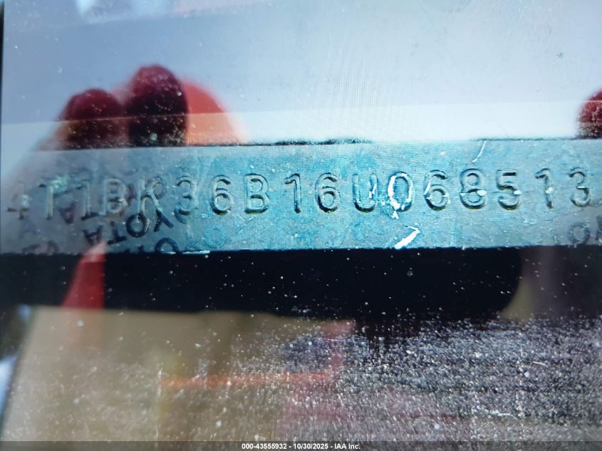 2006 Toyota Avalon Xls VIN: 4T1BK36B16U068513 Lot: 43555932