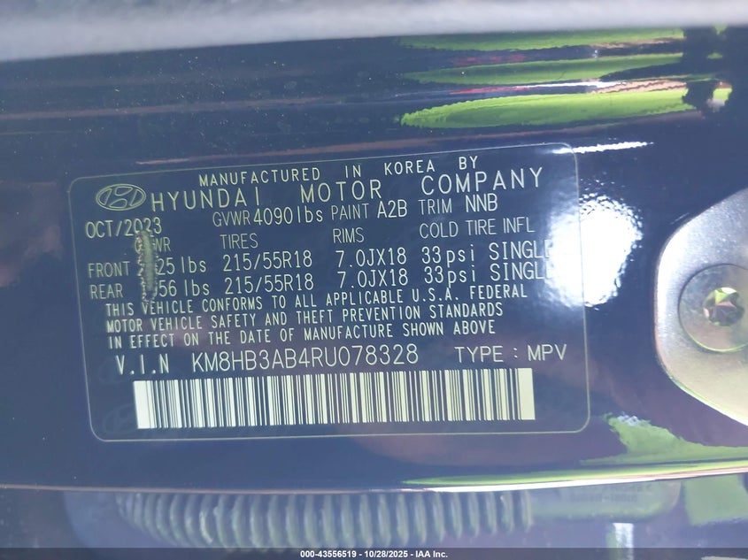 2024 HYUNDAI KONA SEL KM8HB3AB4RU078328