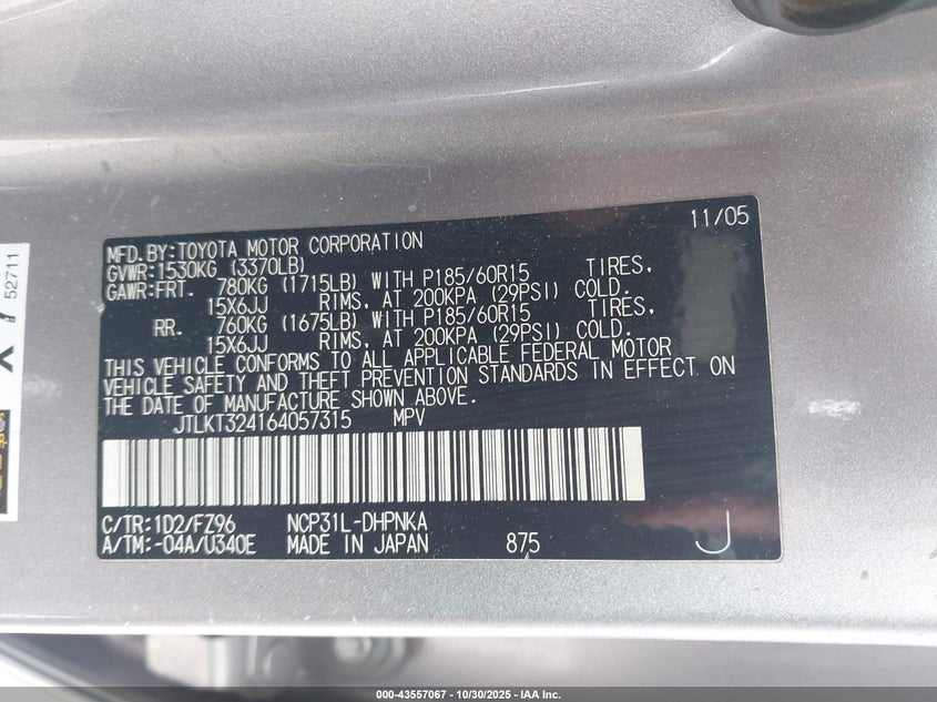 2006 Scion Xb VIN: JTLKT324164057315 Lot: 43557067