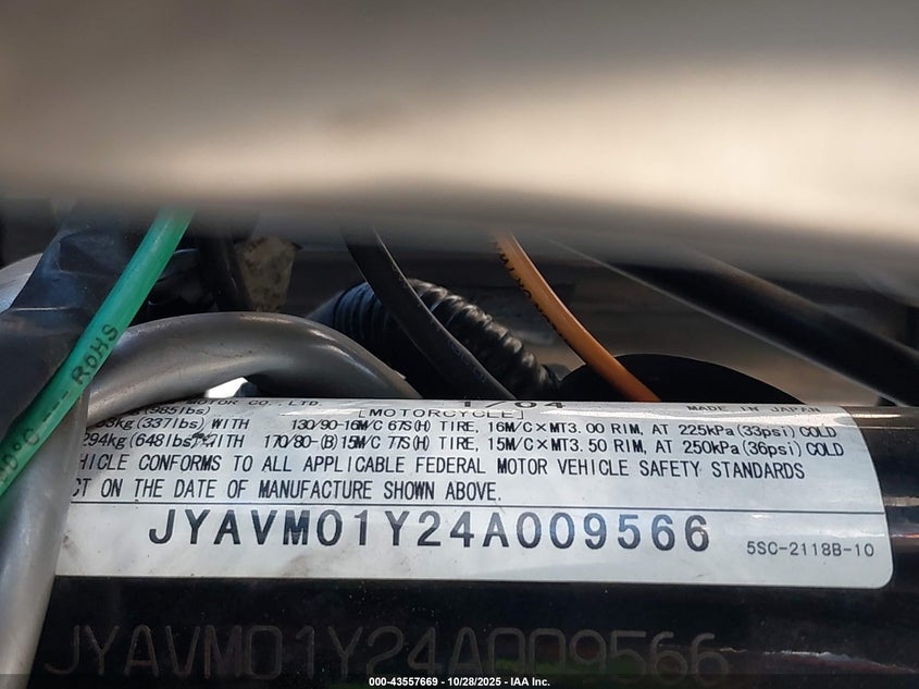 2004 Yamaha Xvs65 A VIN: JYAVM01Y24A009566 Lot: 43557669