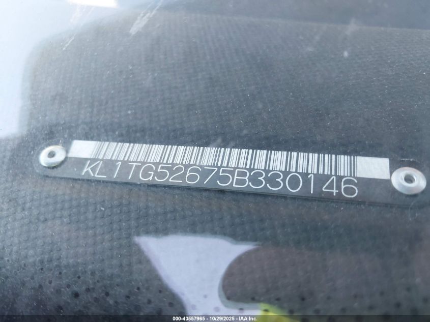2005 Chevrolet Aveo Lt VIN: KL1TG52675B330146 Lot: 43557965
