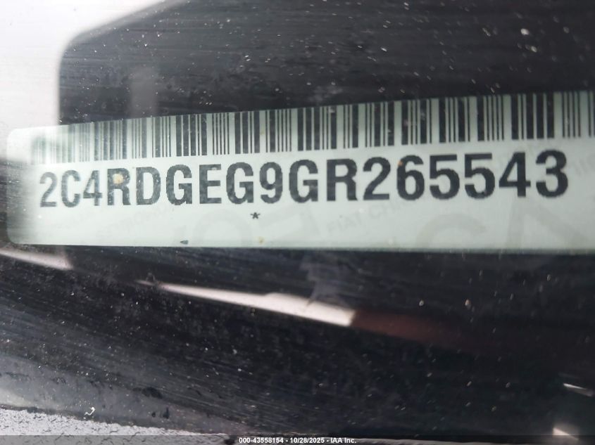 2016 Dodge Grand Caravan R/T VIN: 2C4RDGEG9GR265543 Lot: 43558154