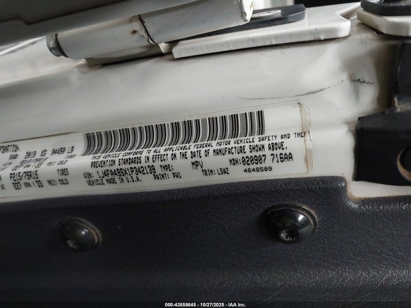 1J4FA49SX1P342139 2001 JEEP WRANGLER photo no. 9