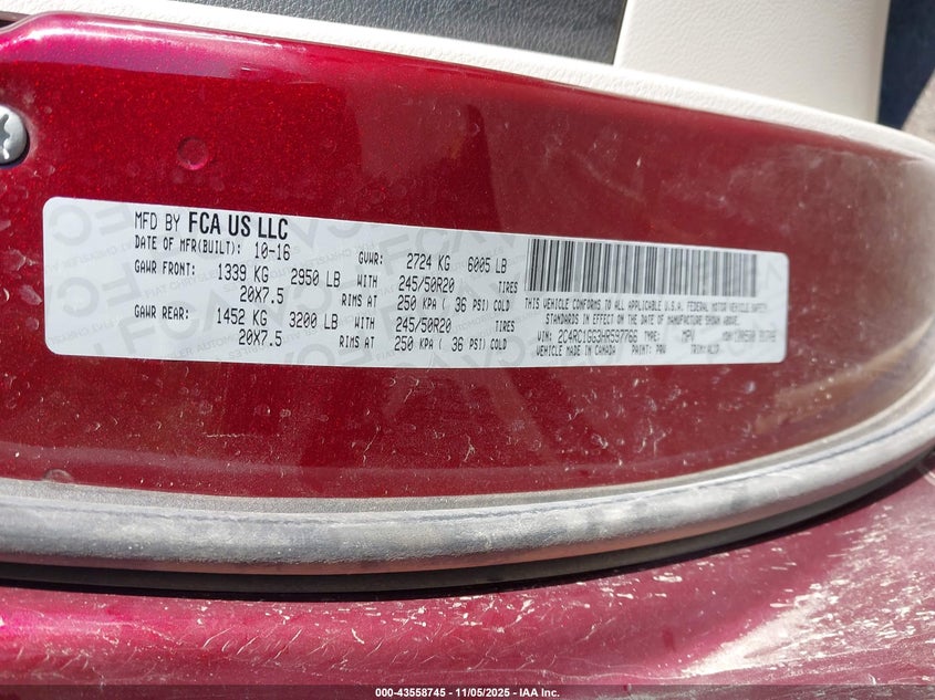 2017 CHRYSLER PACIFICA LIMITED - 2C4RC1GG3HR597766