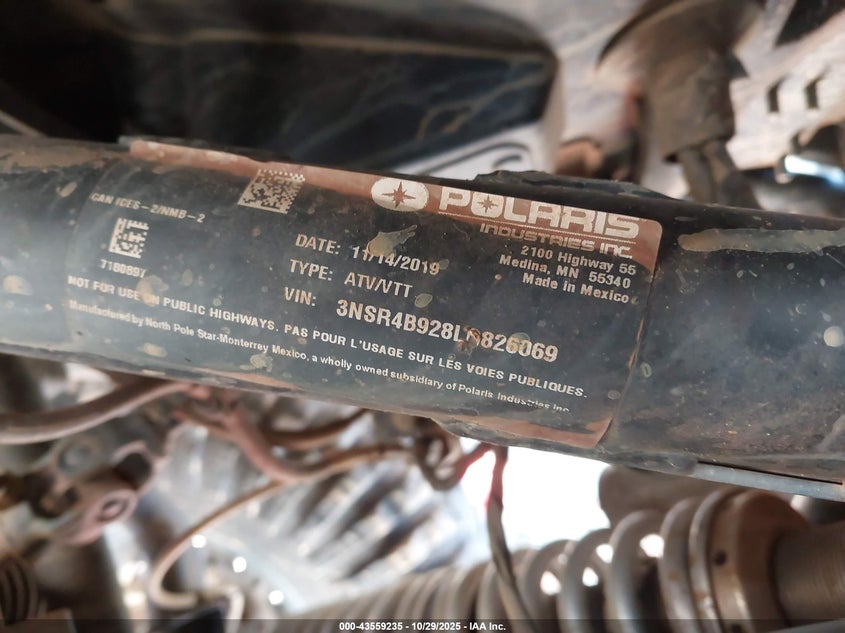 2020 Polaris Rzr Pro Xp 4 Premium VIN: 3NSR4B928LG826069 Lot: 43559235
