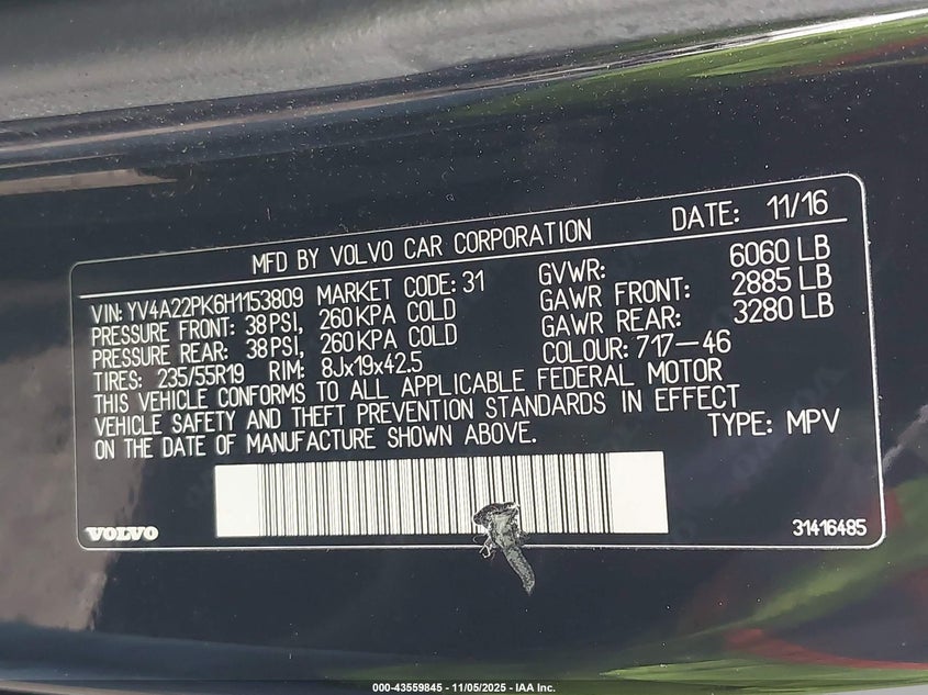 2017 VOLVO XC90 T6 MOMENTUM - YV4A22PK6H1153809