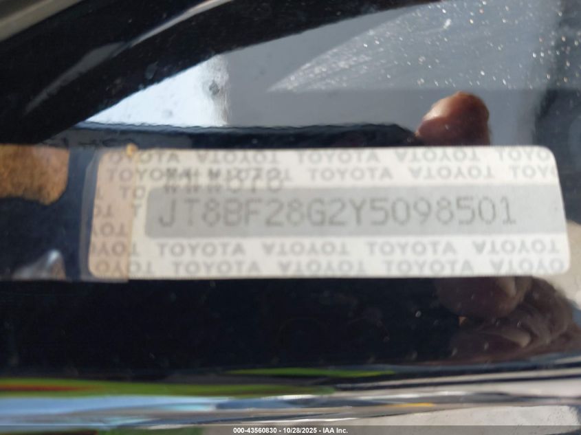 2000 Lexus Es 300 VIN: JT8BF28G2Y5098501 Lot: 43560830