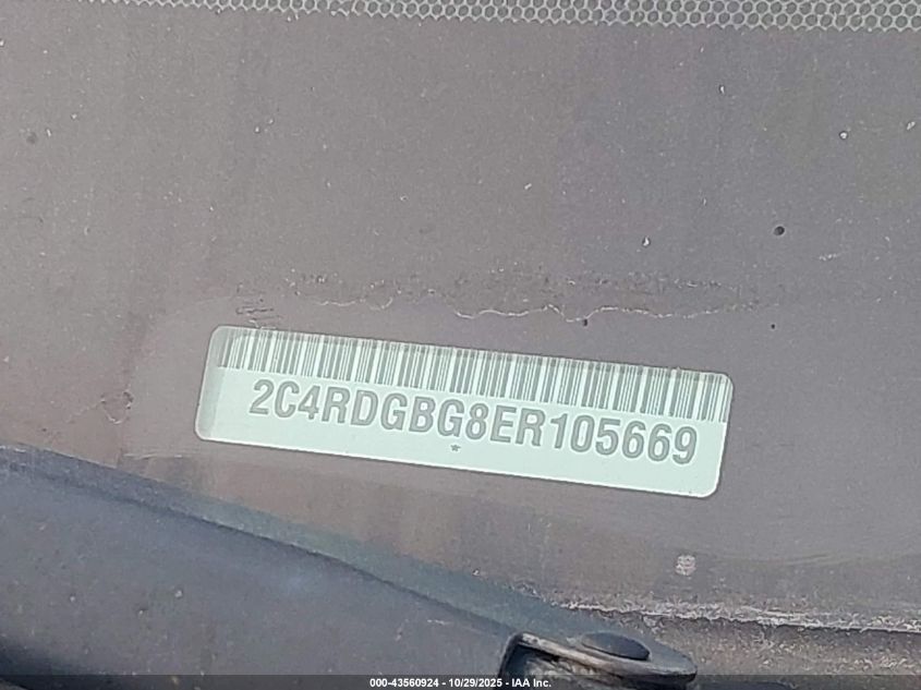 2014 Dodge Grand Caravan Se VIN: 2C4RDGBG8ER105669 Lot: 43560924