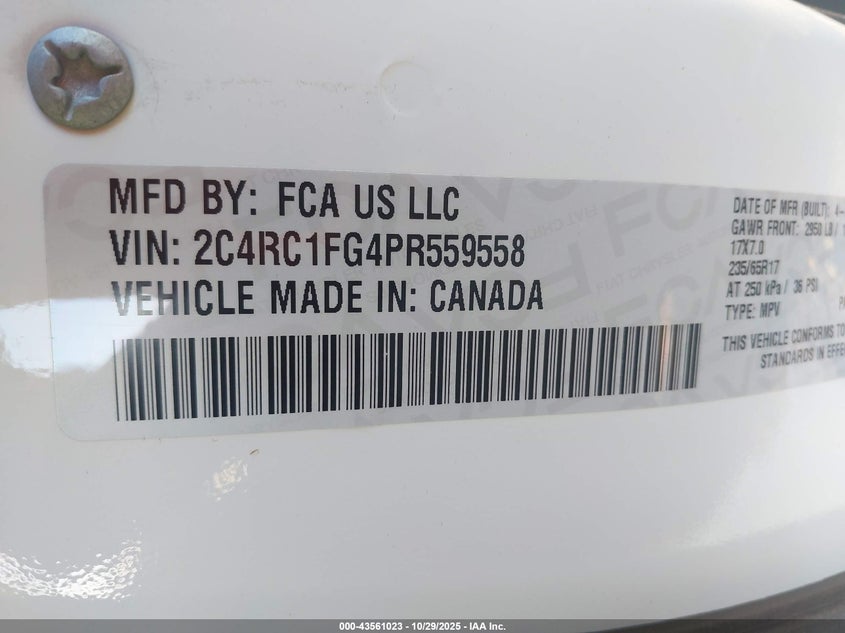 2C4RC1FG4PR559558 2023 CHRYSLER PACIFICA photo no. 9