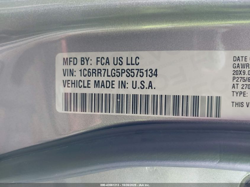 2023 Ram 1500 Classic Warlock 4X4 5'7 Box VIN: 1C6RR7LG5PS575134 Lot: 43561313