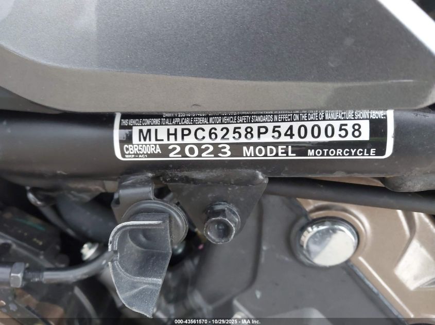 2023 Honda Cbr500 Ra VIN: MLHPC6258P5400058 Lot: 43561570