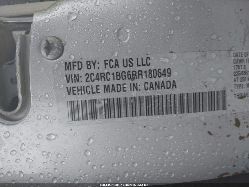 2024 Chrysler Pacifica Touring L VIN: 2C4RC1BG6RR180649 Lot: 43561980