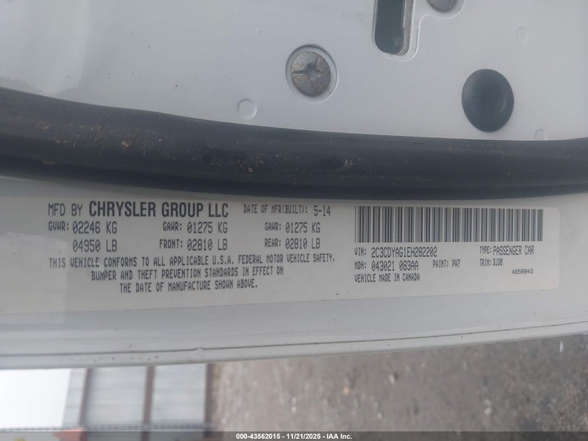 2014 Dodge Challenger Sxt 100Th Anniversary Appearance Group VIN: 2C3CDYAG1EH282202 Lot: 43562015