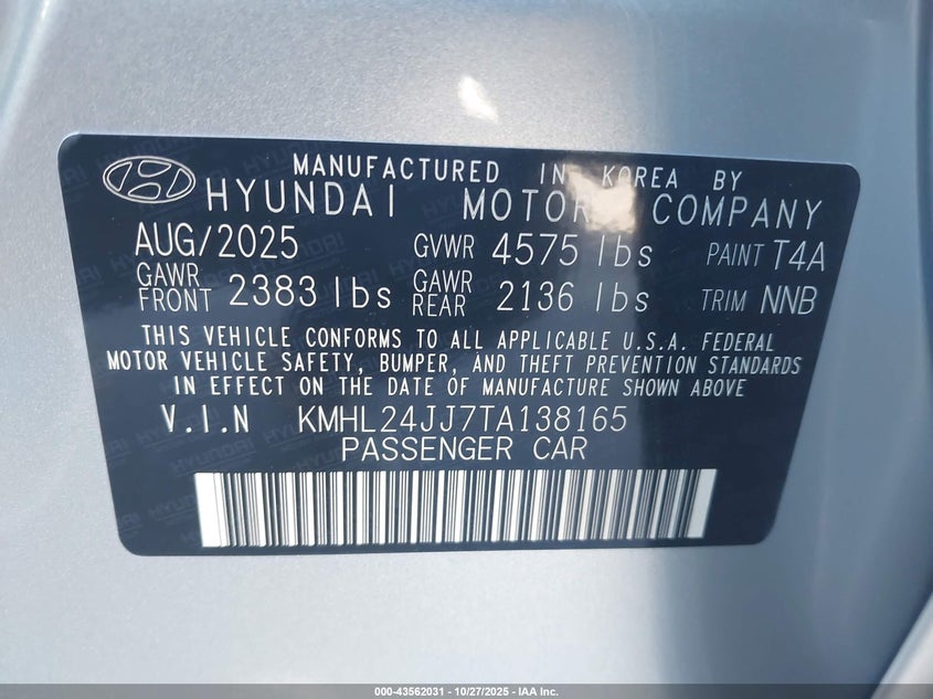 KMHL24JJ7TA138165 2026 HYUNDAI SONATA photo no. 5