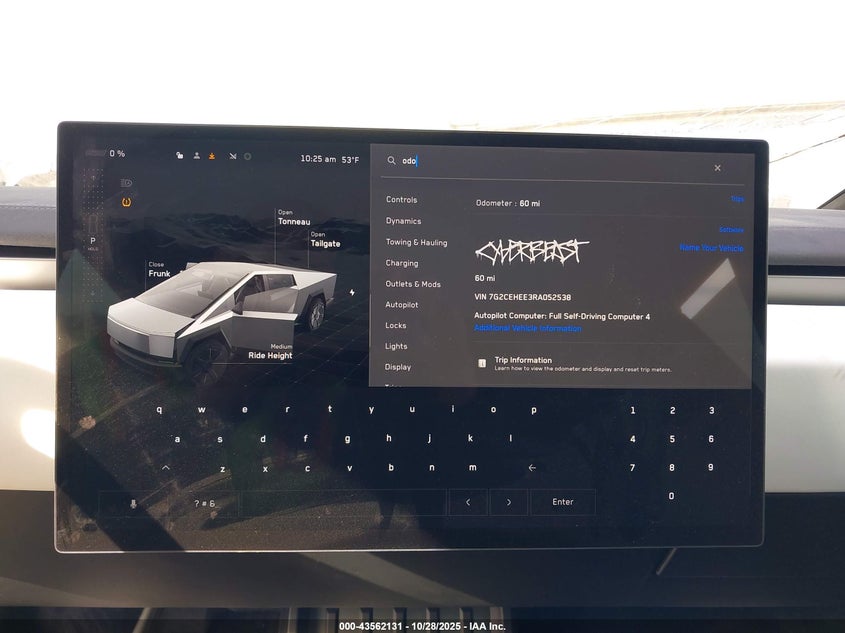 2024 Tesla Cybertruck Cyberbeast VIN: 7G2CEHEE3RA052538 Lot: 43562131