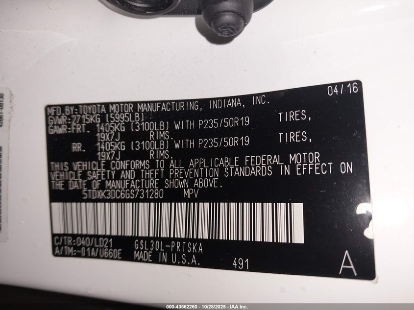 5TDXK3DC6GS731280 2016 TOYOTA SIENNA photo no. 9
