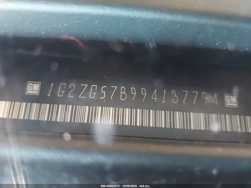 2009 Pontiac G6 VIN: 1G2ZG57B994137794 Lot: 43562372