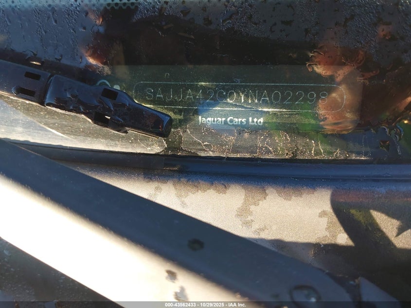 2000 Jaguar Xk8 VIN: SAJJA42C0YNA02298 Lot: 43562433