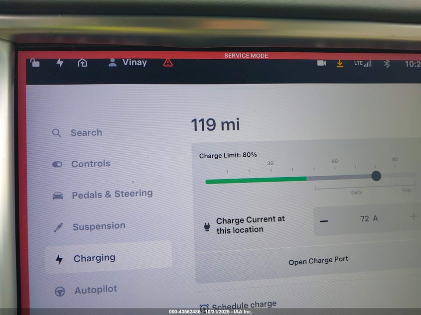 2017 Tesla Model X 100D/75D/90D VIN: 5YJXCBE27HF079059 Lot: 43562486