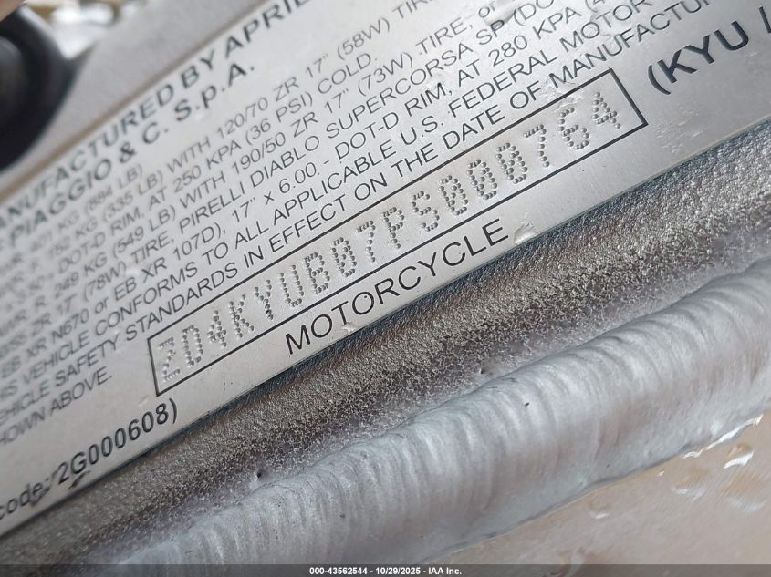 2023 Aprilia Rsv4 1100 Factory VIN: ZD4KYUB07PS000764 Lot: 43562544