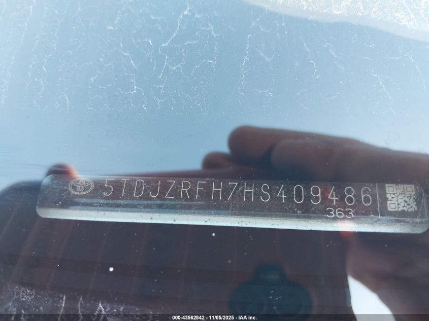 2017 Toyota Highlander Xle VIN: 5TDJZRFH7HS409486 Lot: 43562842