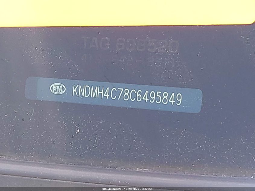 2012 Kia Sedona Ex VIN: KNDMH4C78C6495849 Lot: 43563020