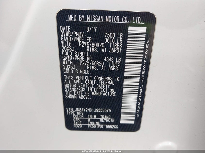 2018 NISSAN ARMADA SL - JN8AY2NC1J9553575