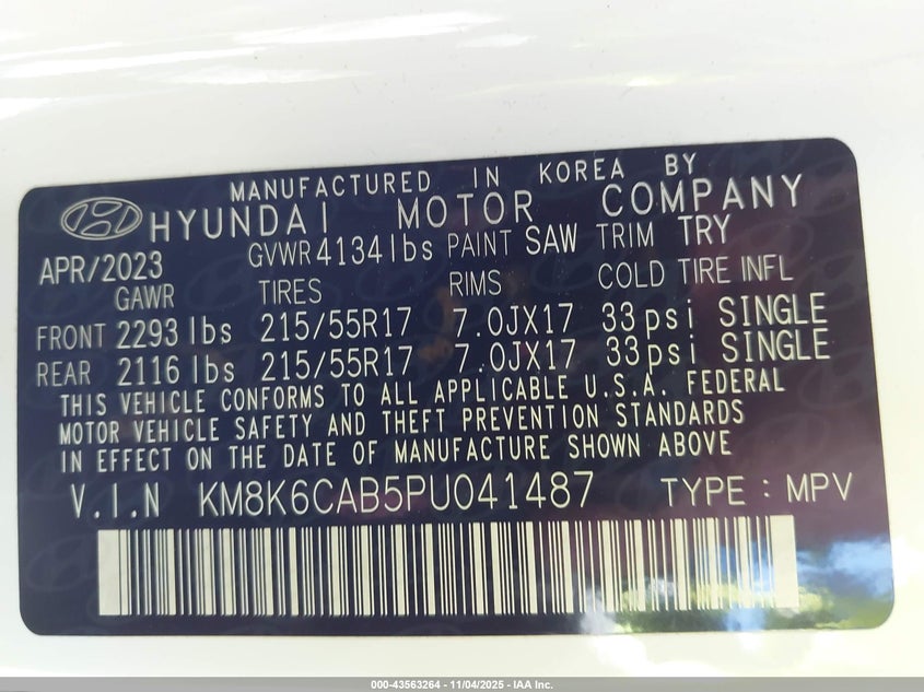 2023 HYUNDAI KONA SEL - KM8K6CAB5PU041487