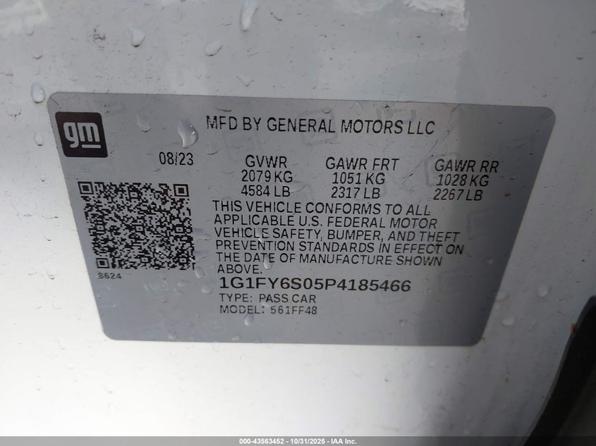 2023 Chevrolet Bolt Euv Fwd Lt VIN: 1G1FY6S05P4185466 Lot: 43563452