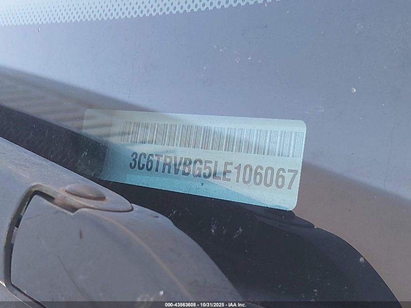 2020 Ram Promaster 1500 High Roof 136 Wb VIN: 3C6TRVBG5LE106067 Lot: 43563608