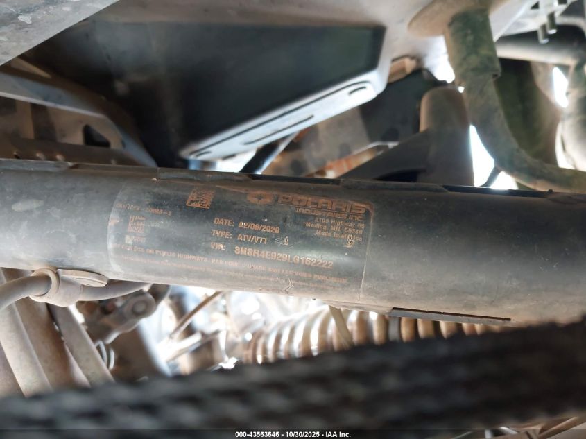 2020 Polaris Rzr Pro Xp 4 Sport VIN: 3NSR4E929LG162222 Lot: 43563646