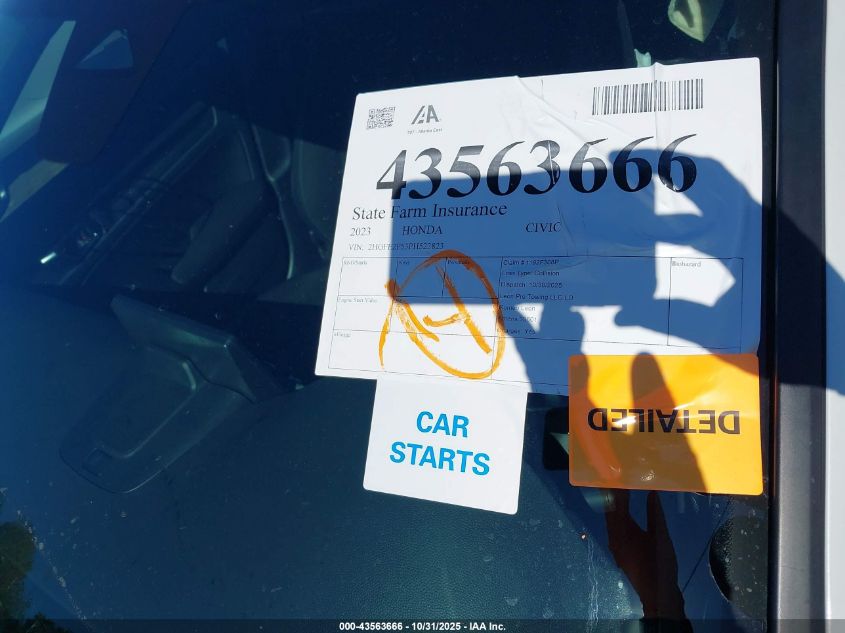 2023 Honda Civic Sport VIN: 2HGFE2F53PH523823 Lot: 43563666